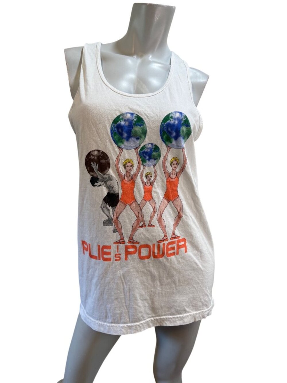 Y2K Novelty Graphic Plie is Power Balletcore Scoop Neck Tank Top Sz Medium
